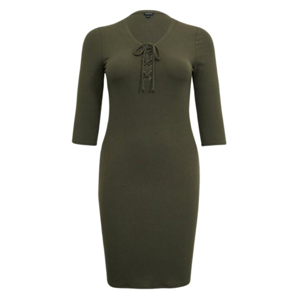 Torrid Olive Green Rib Lace-Up Dress size 0X